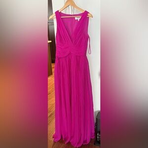 Badgley Mischka Vintage Bright Pink Strapless Dress